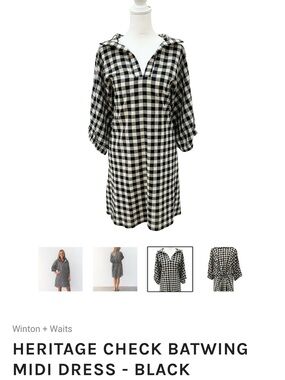 Black & White Check Batwing Midi Dress
